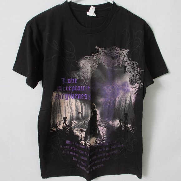 Love Acceptance Forgiveness black short sleeve graphic t-shirt *Sz M* - Picture 1 of 3
